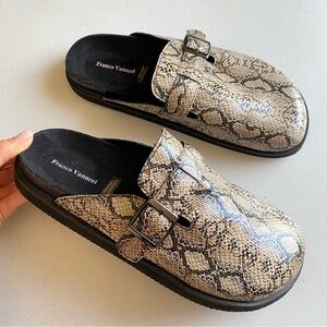 Franco Vanucci Size 11 Grey & Black Rounded Toe Slip-on Clog Loafer